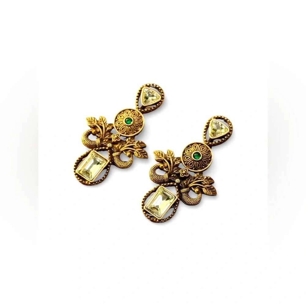 Vintage Medieval-Inspired Drop Earrings | Multicolor Gemstone Statement